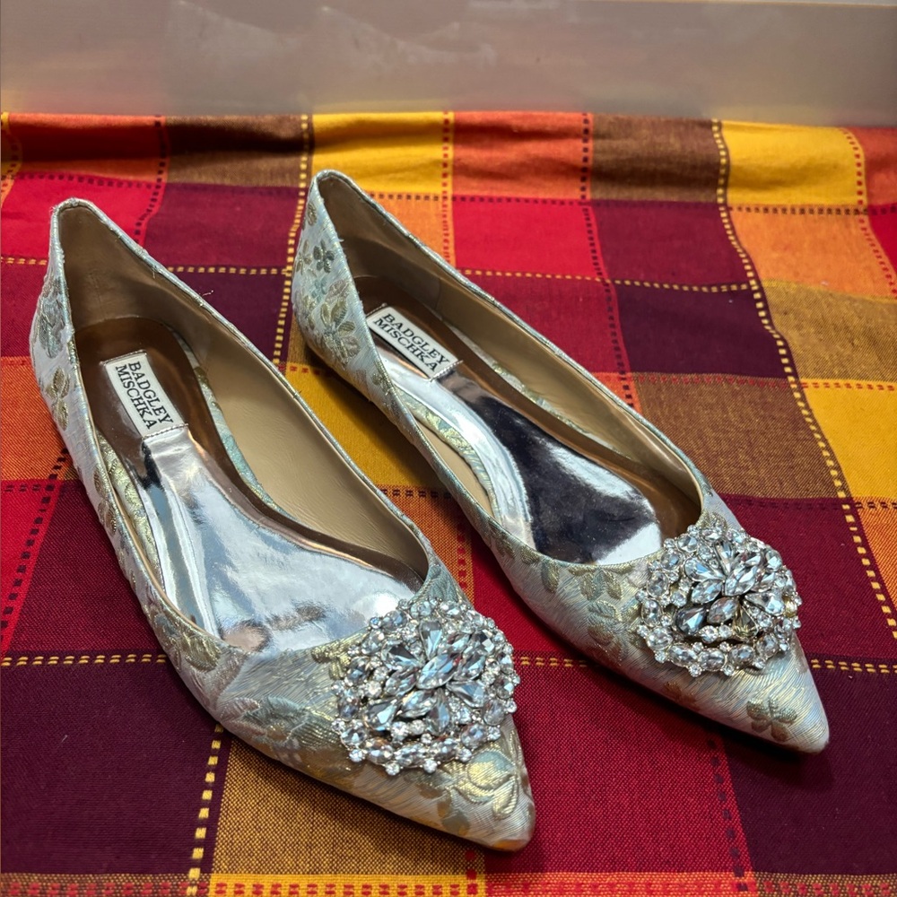 Badgley Mischka Crystal Embellished Flats
